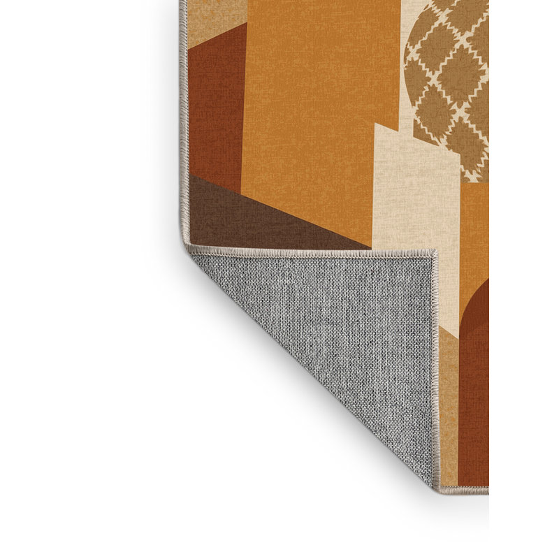 Tapis marocain beige lavable à la machine d'inspiration Pauleta, Rond 8 pi