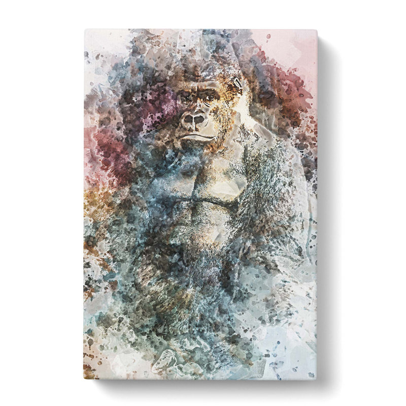 The Silverback Gorilla In Abstract - Wrapped Canvas Painting, 76cm H x 50cm W x 3cm D