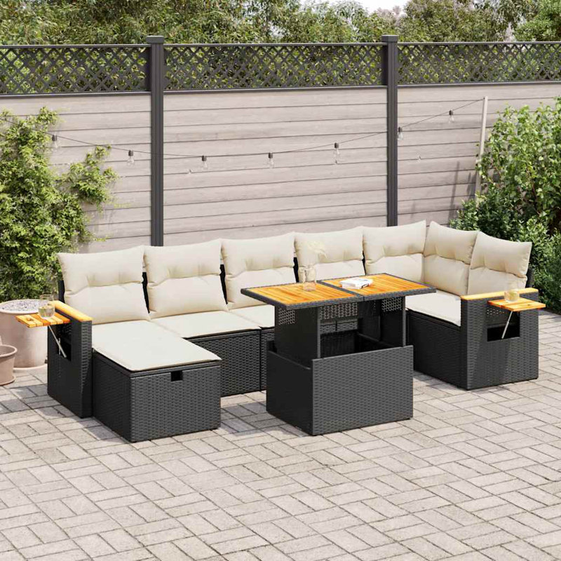 Ensemble de canapé de jardin Vidaxl, Noir, Blanc