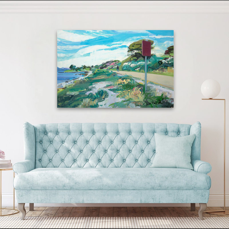 Promenade de l'ampoule au printemps - paysages bleu sarcelle bleu et art turquoise, H 60 po x l 40 po