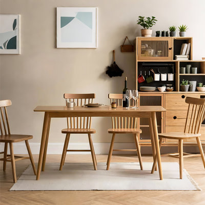 Rectangular Minimalist Solid Oak Dining Table
