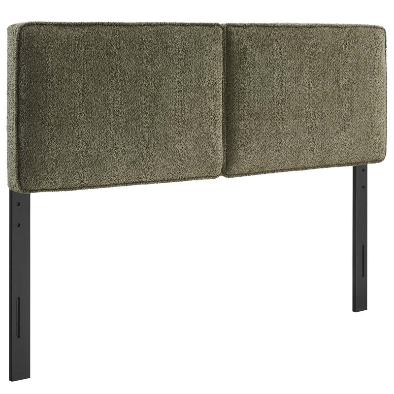 Lindee Sage Boucle Upholstered King Headboard with Solid Wood Legs