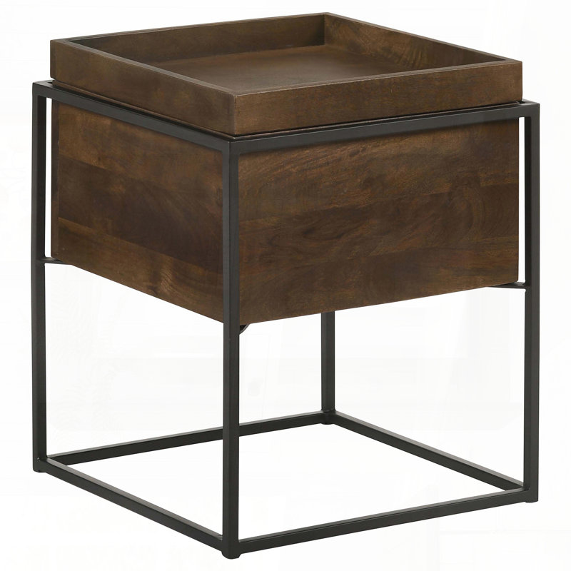 Table d'appoint carrée avec plateau amovible et supports en X - brun foncé