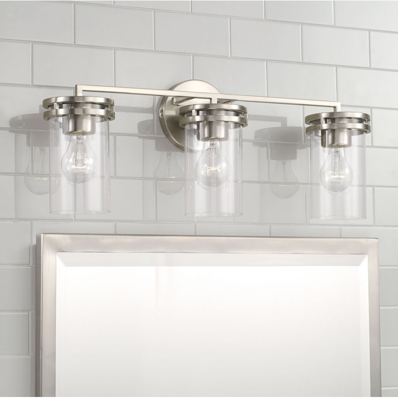 3 - Light Dimmable Vanity Light, Brushed Nickel