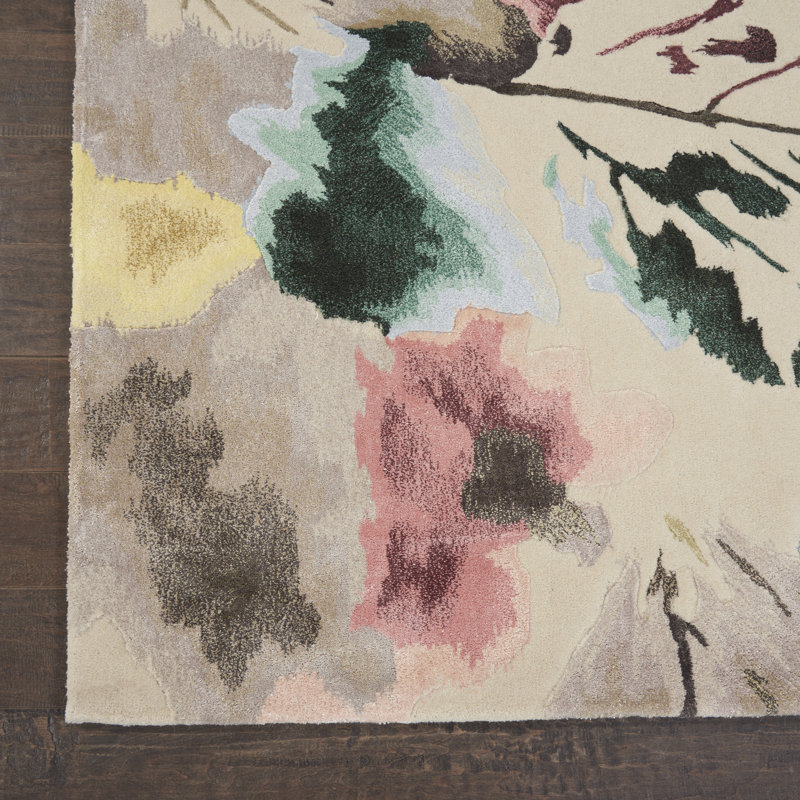 Tapis beige moderne fait à la main Versailles, Rectangle 7 pi 9 po x 9 pi 9 po