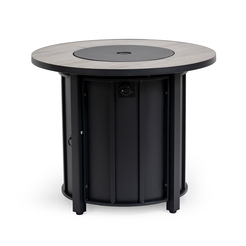 30" Propane Gas Fire Pit Table, Black/Brown, 25.6" H x 30" W x 30" D