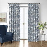 Bronte Cornflower Cotton Pinch Pleat Drapery Panel Set of 2