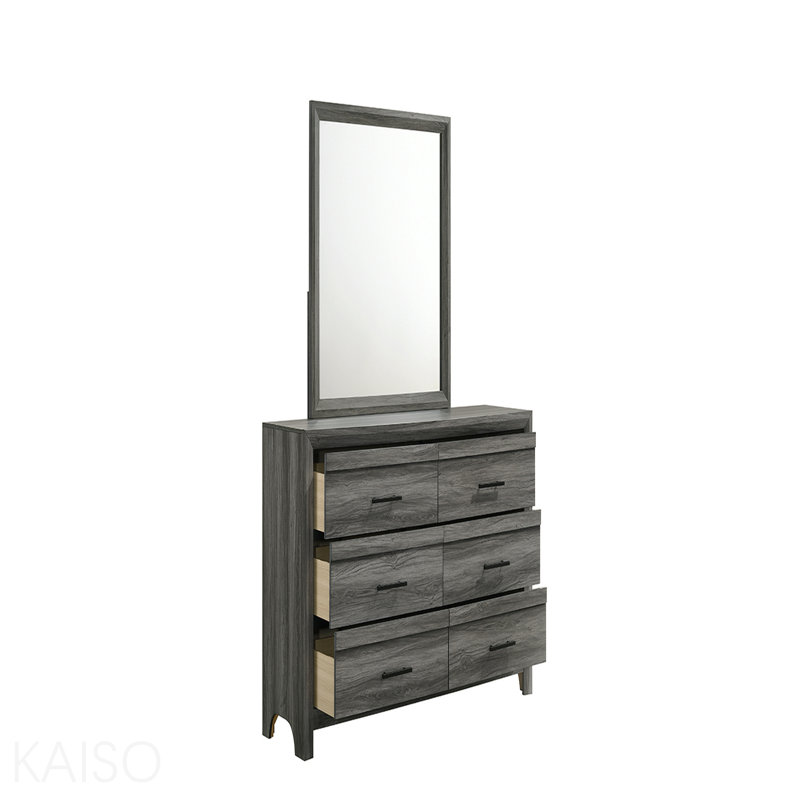 Commode à 6 tiroirs de style moderne en bois gris