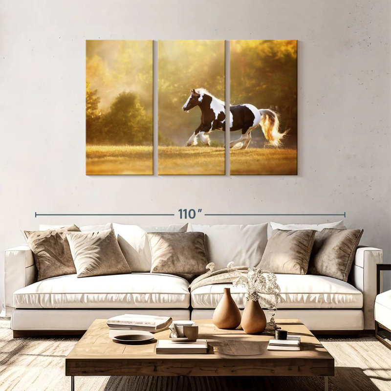 Cheval doré Brampt II, H 48 po x l 74 po