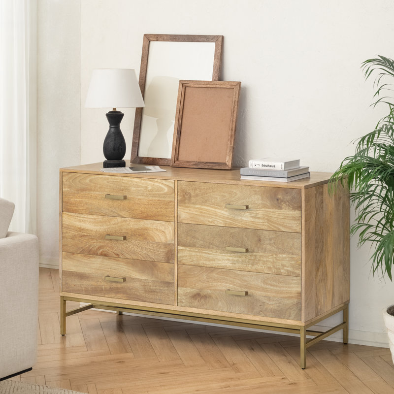 Ivywood 56" W 6-Drawer Dresser, Natural
