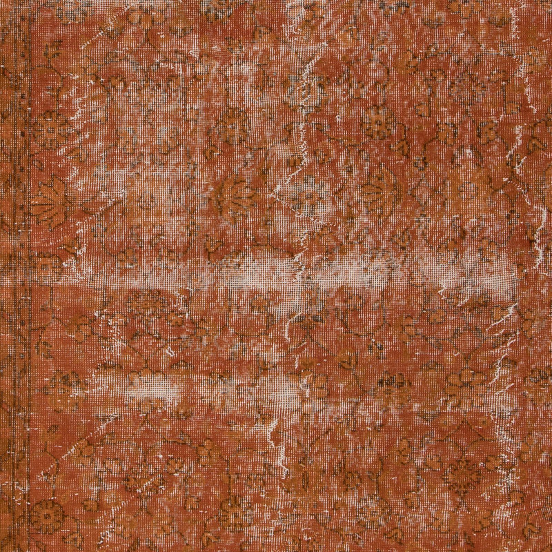 Tapis turc décoratif fait à la main 5,8 x 8,7 pi de couleur orange avec style Shabby Elegance