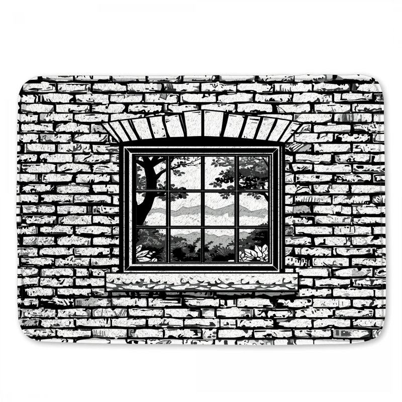 Brick Wall With Window Bath Mat, 34in W x 21in L