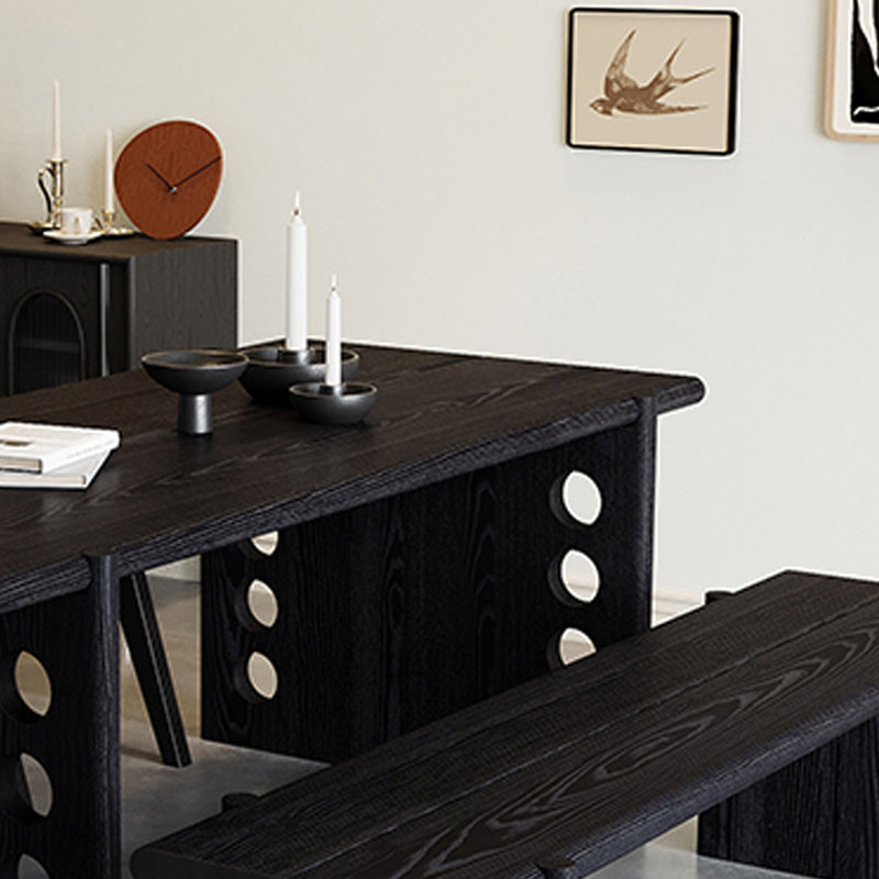 Bureau d'écriture en bois de frêne, Noir, H 29,52 po x l 78,74 po x P 31,49 po