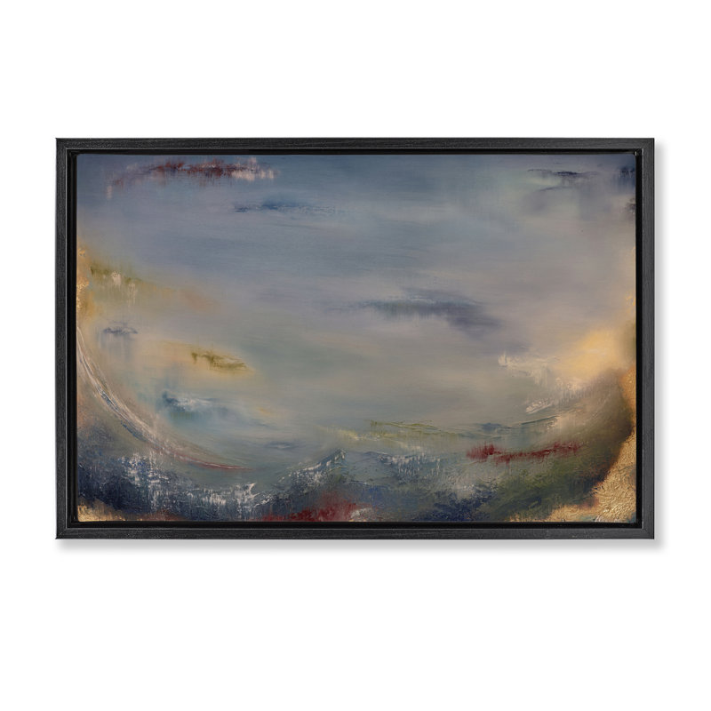  «Bottom Of Ocean Abstraction» par Lydia Orange, Cadre flottant noir de jais, H 17 po x l 25 po