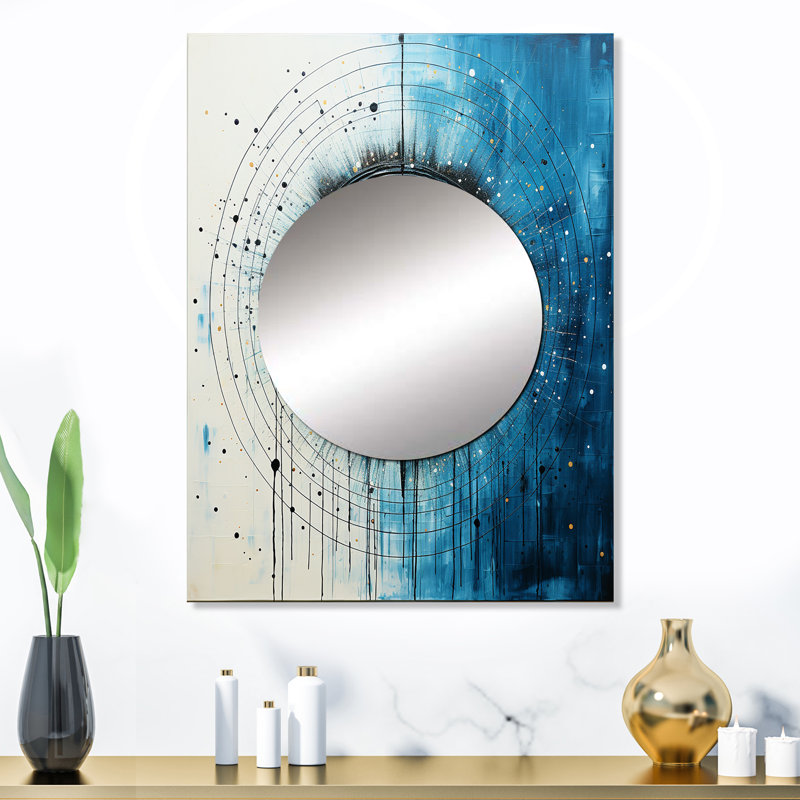 Blanc blanc bleu minimalisme lune - miroir décoratif minimaliste, grand miroir mural moderne, impression d'art en métal