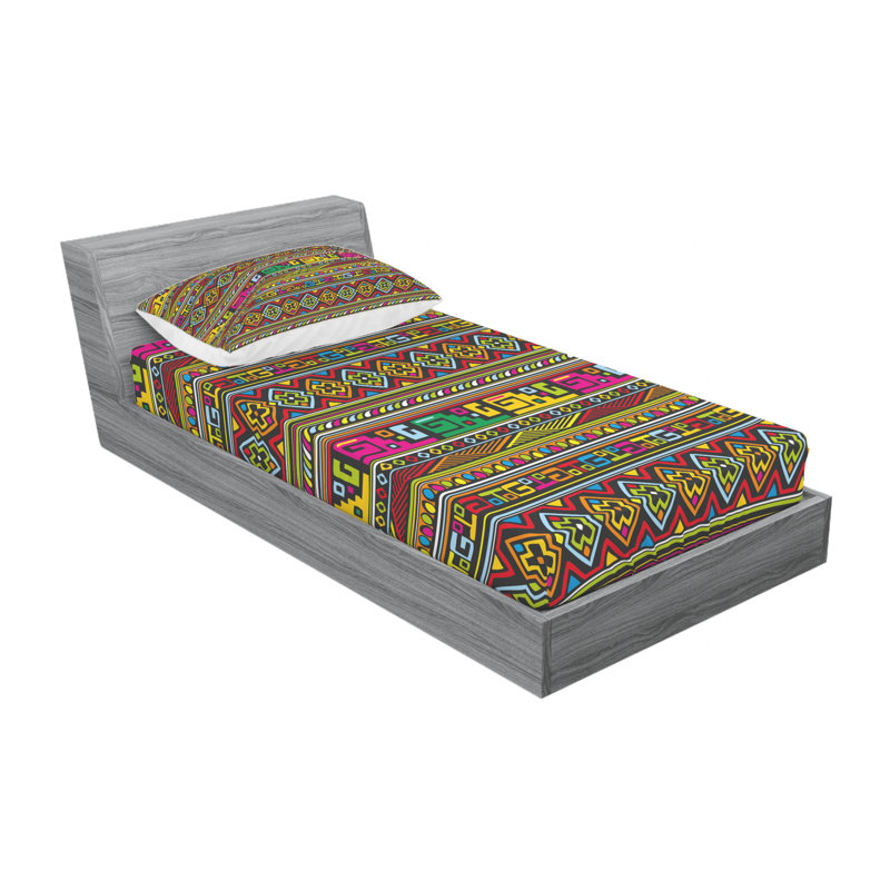 Microfiber Abstract Sheet Set, Twin XL Sheet Set with Fitted Sheet