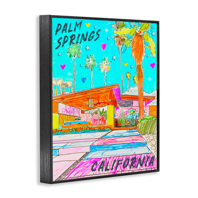 Giclée encadrée de Palm Springs Canyon, design par Jess Stempel, H 14 po x l 11 po, Giclée encadrée noir minuit