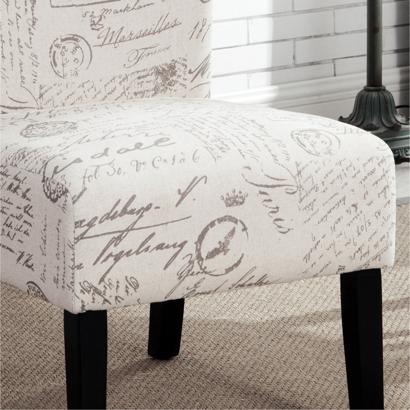 Fauteuil d'appoint contemporain sans accoudoirs en tissu à imprimé lettre anglaise