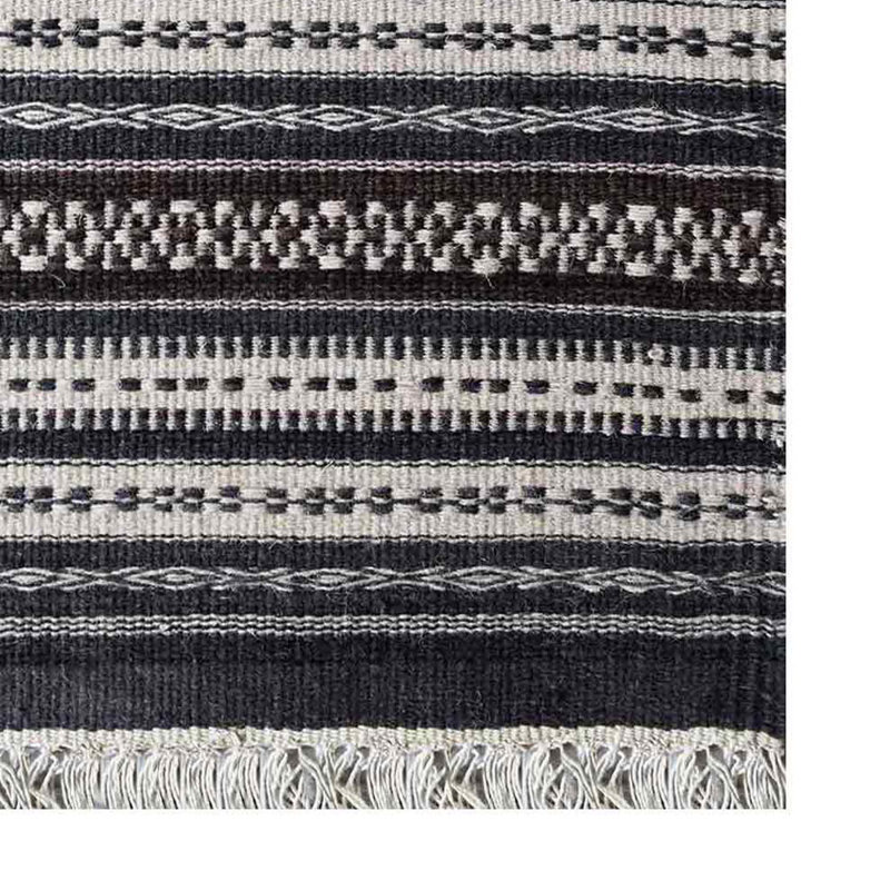 Cleland Hand Woven Flat Weave Kilim Wool Eco-Friendly Area Rugs  -  Runner, Charcoal White Color, Contemporary Modern Design, Low Pile  Handmade Area Rugs for Living Room, Bed Room