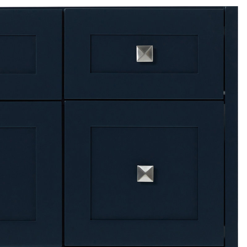 ARIEL Monroe 54 Single Sink Bathroom Vanity with Carrara Quartz Top, Midnight Blue, 54" - 55", Carrara White Quartz