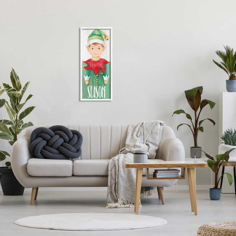 «Tis The Season Green Christmas Elf Bell Hat XXL» par Lanie Loreth, Giclée encadrée blanc bord de mer, H 30 po x l 13 po