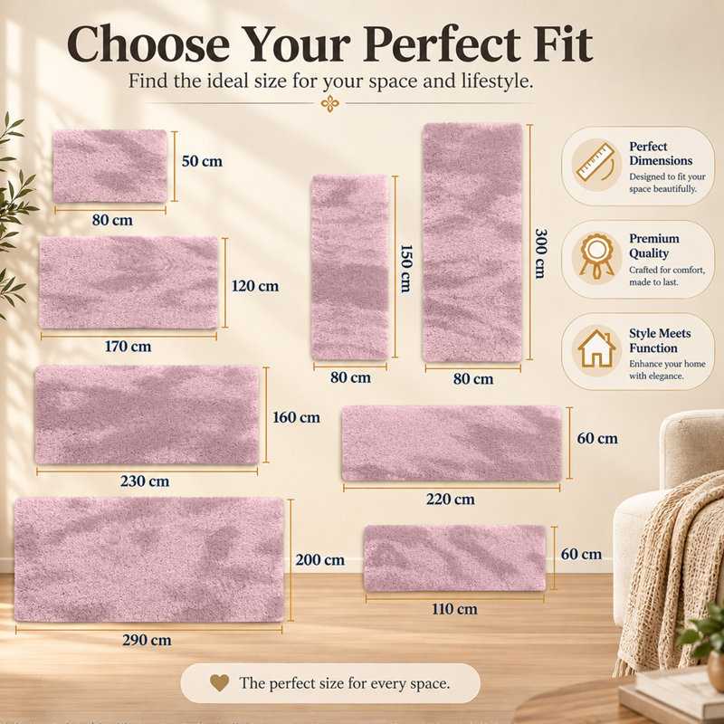 Adela Rectangle Shaggy Washable Area Rug, Rectangle 80 x 150 cm