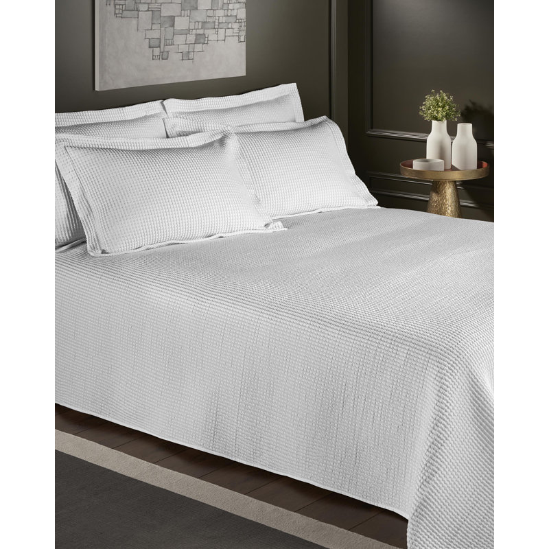 Locke Cotton Blend Solid Colour Bedspread, 180 x 270cm Bedspread, White