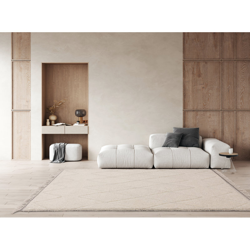 Buckmiller Tribal Moroccan Machine Woven Cream Area Rug, Rectangle 200 x 290cm