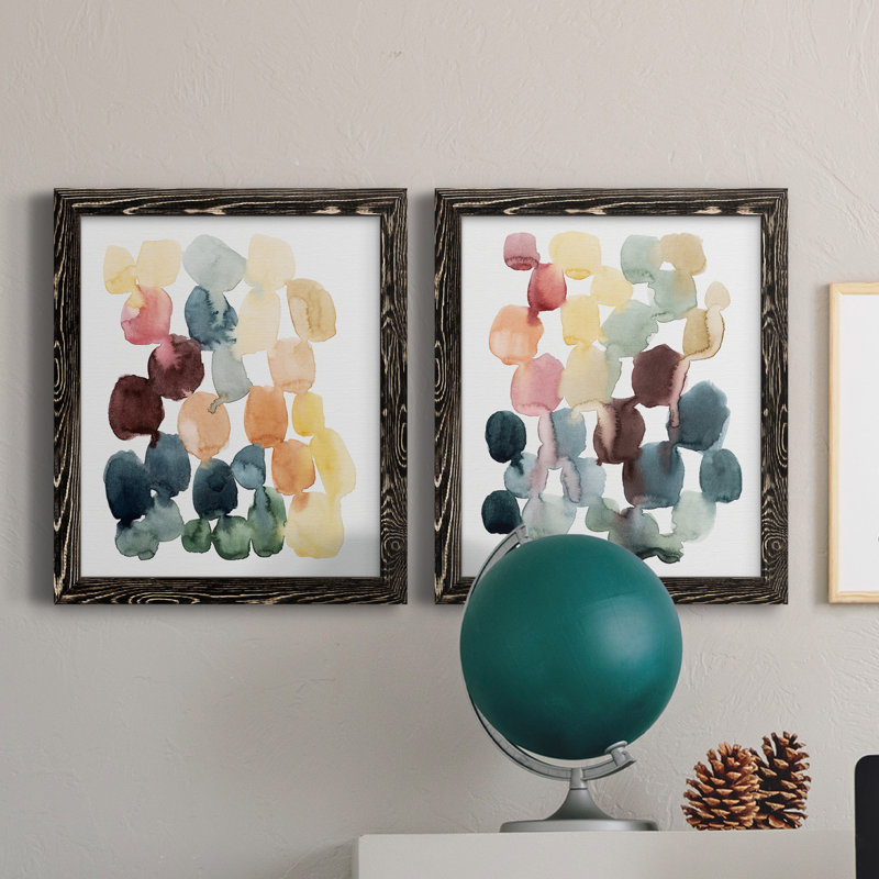 Desert Stones I - ensemble de 2 peintures sur toile encadrées, H 20 po x l 17 po, Noir