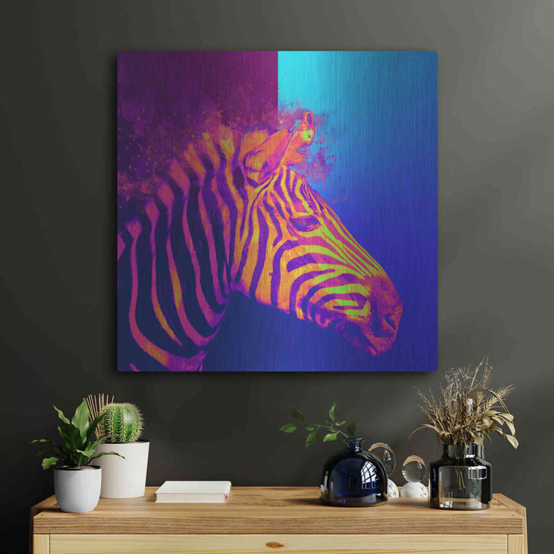 «Zebra Crush», art mural en métal, H 24 po x l 24 po