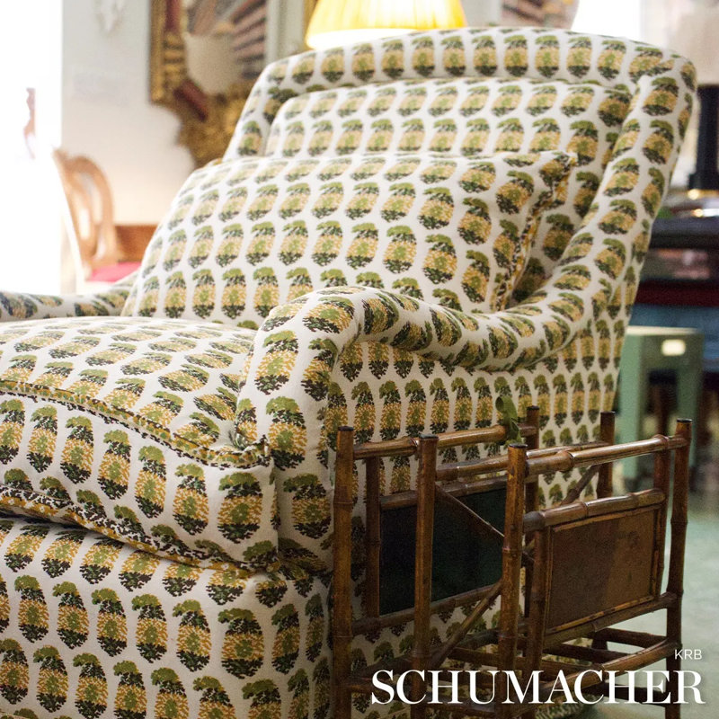 Schumacher X Rita Konig Terry Fabric, Ochre/Green