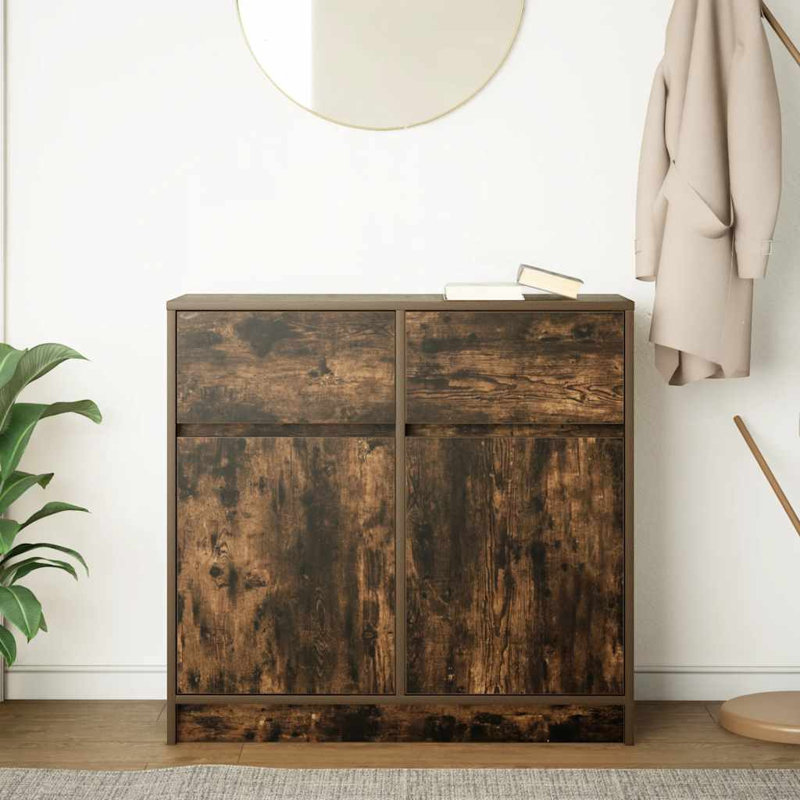 Sideboard With Drawer 80X34x76 Cm Engineered Wood, Smoked Oak