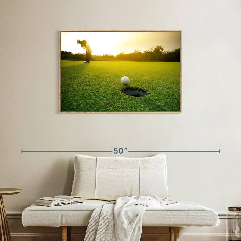 Coup de balle de golf, Cadre flottant en bois naturel, 37 po x 25 po