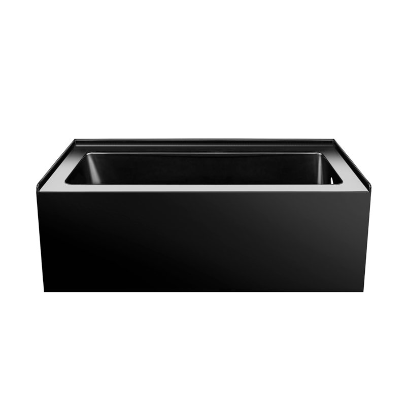 Apron Soaking Acrylic Bathtub, Right, 54" L x 30" W, Black