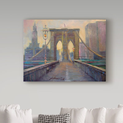 Galan «Brooklyn Bridge Stone», reproduction de peinture acrylique sur toile tendue