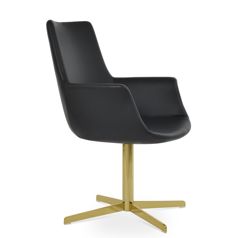Chaise avec accoudoirs Bottega, Doré, Noir