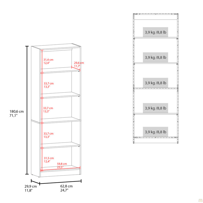 Bibliothèque Home 4 tablettes Kronos, rangement ouvert, noyer teint, Noyer