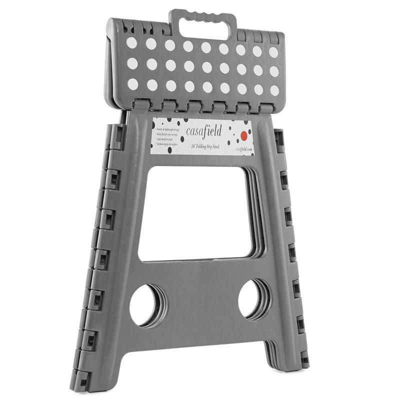 1 - Step Plastic Folding Step Stool, Gray