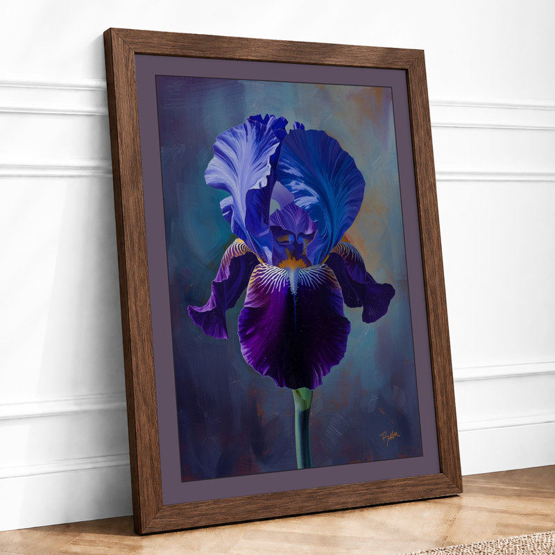 Iris in Lavender Botanical - Framed Print, Walnut, A1 - 84.1 x 59.4 cm