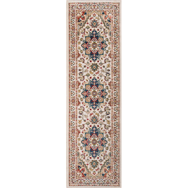 Tapis oriental ivoire Canberra, Tapis de couloir 2 pi 3 po x 8 pi