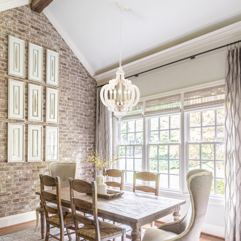 Tinnin 5-Light Farmhouse Chandeliers Lantern Adjustable Rustic Kitchen Island Cottage Candle Geometric Pendant