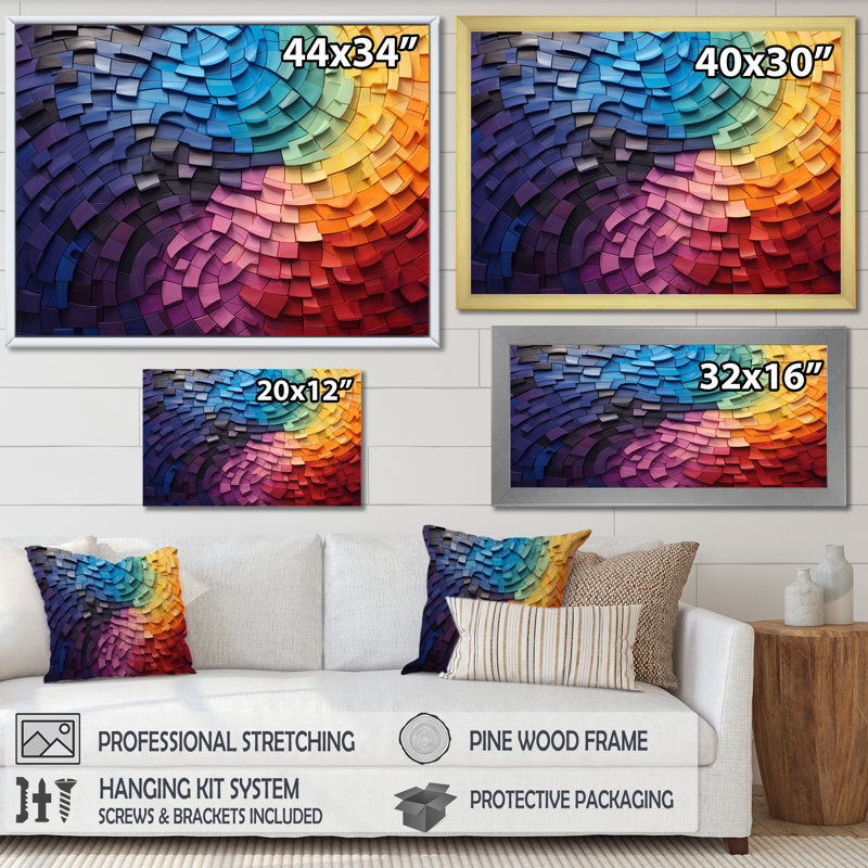 Abstrait arc-en-ciel coloré arc-en-ciel - arc-en-ciel, art mural, Cadre doré simple, H 30 po x l 40 po x P 1,5 po