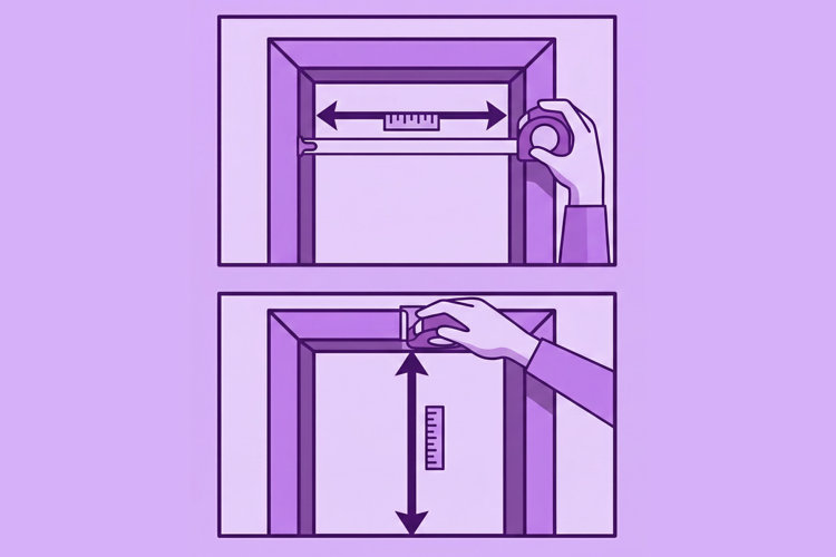 illustration showing how to measure the door frame