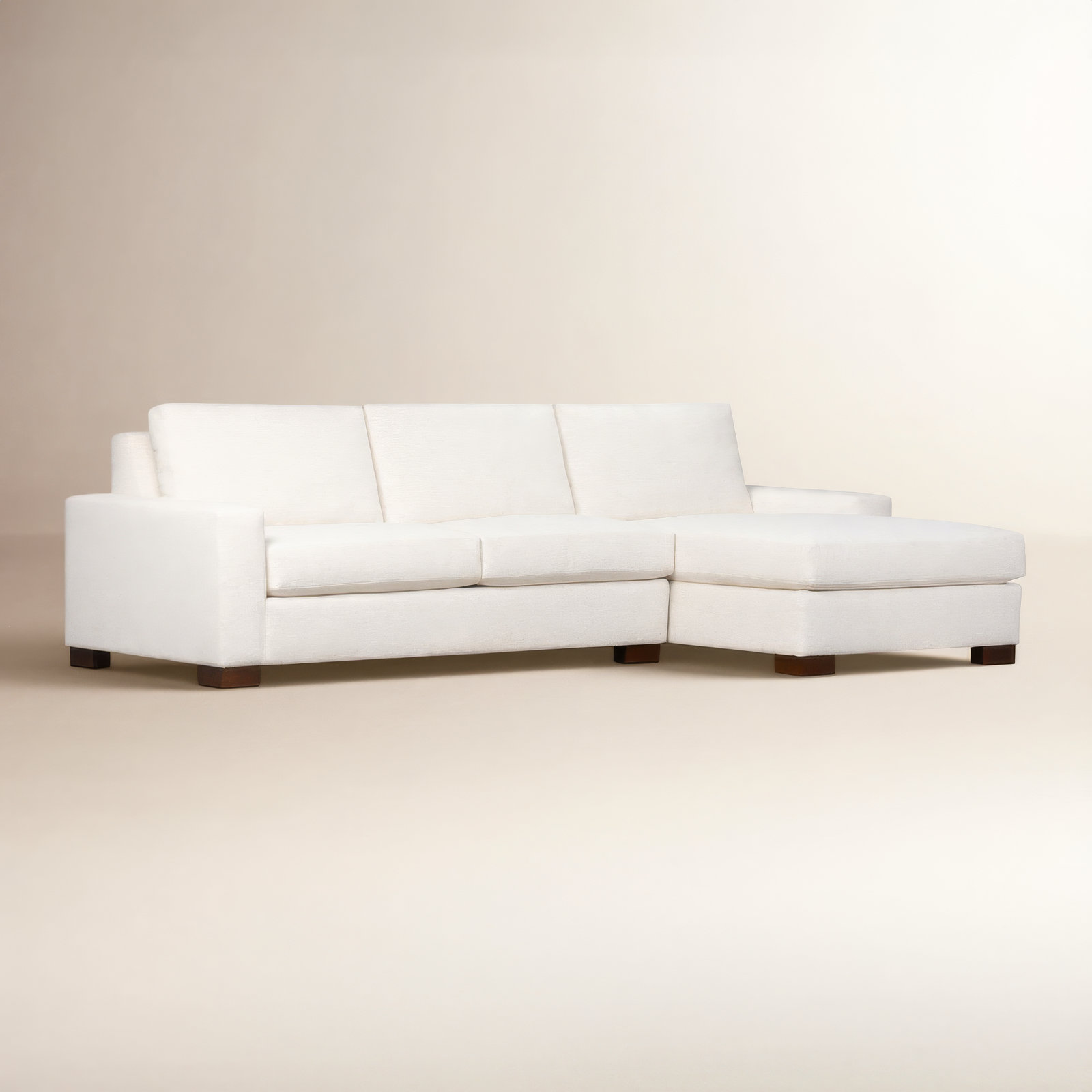 Jonie 115" 2-Piece Upholstered Chaise Sectional, Right Hand Facing, Nomad Snow Crypton® Chenille