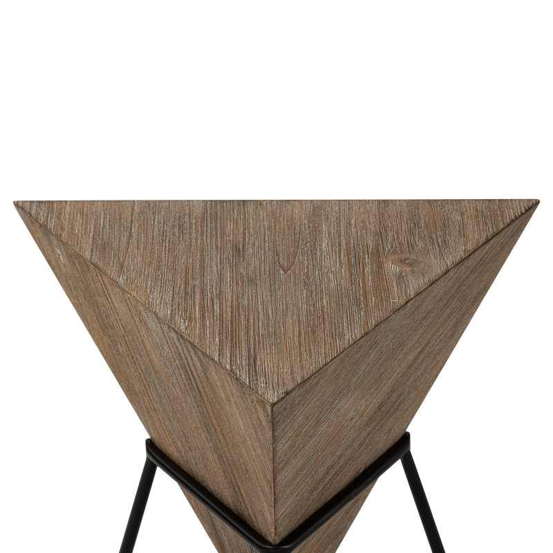 Modern Geometric End Table, Brown