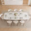 Ensemble de table de salle à manger extensible en pierre frittée de 63 à 94 po pour 8 personnes, plateau en pierre de luxe fritté avec double piédestal moderne en noyer et 8 chaises rembourrées entièrement assemblées Emil (ensemble de 9)