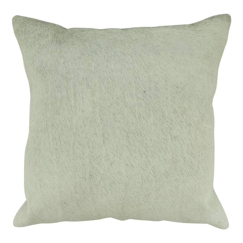 Gray Cowhide Leather Square Throw Pillow, 18"