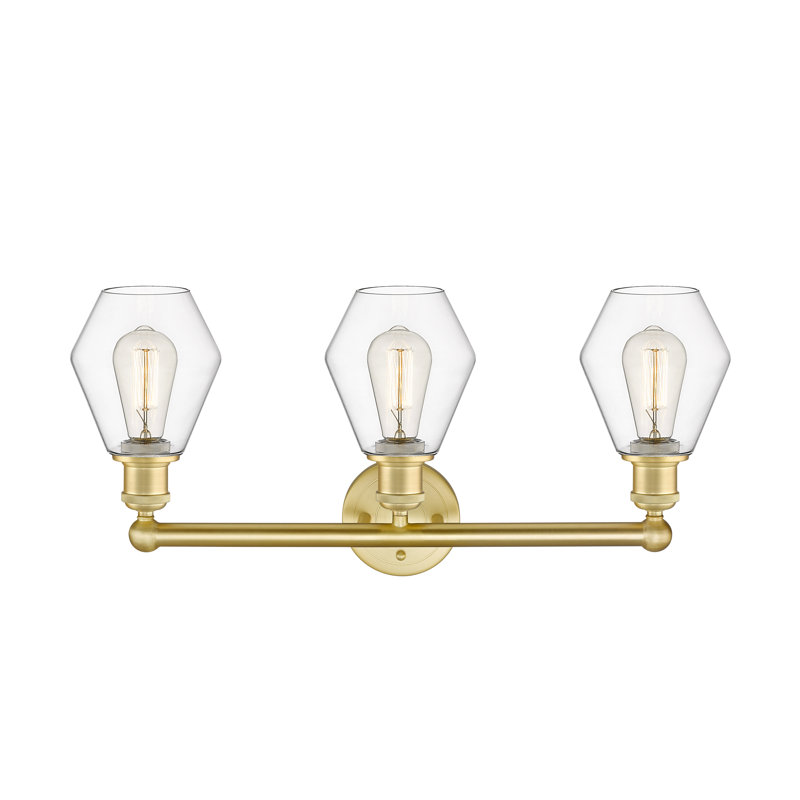 Éclairage pour meuble-lavabo 3 lumières 24 pouces Gabbie, Or satiné, Transparent