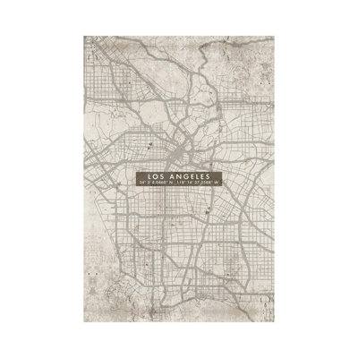 Los Angeles City Map Abstract by WallDecorAddict - Wrapped Canvas Print