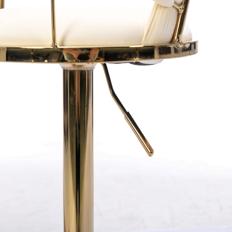 Ensemble de 2 tabourets de bar, avec repose-pieds chromé et base pivotante réglable en hauteur, revêtement en velours et pieds réglables. Tabouret de bar simple.